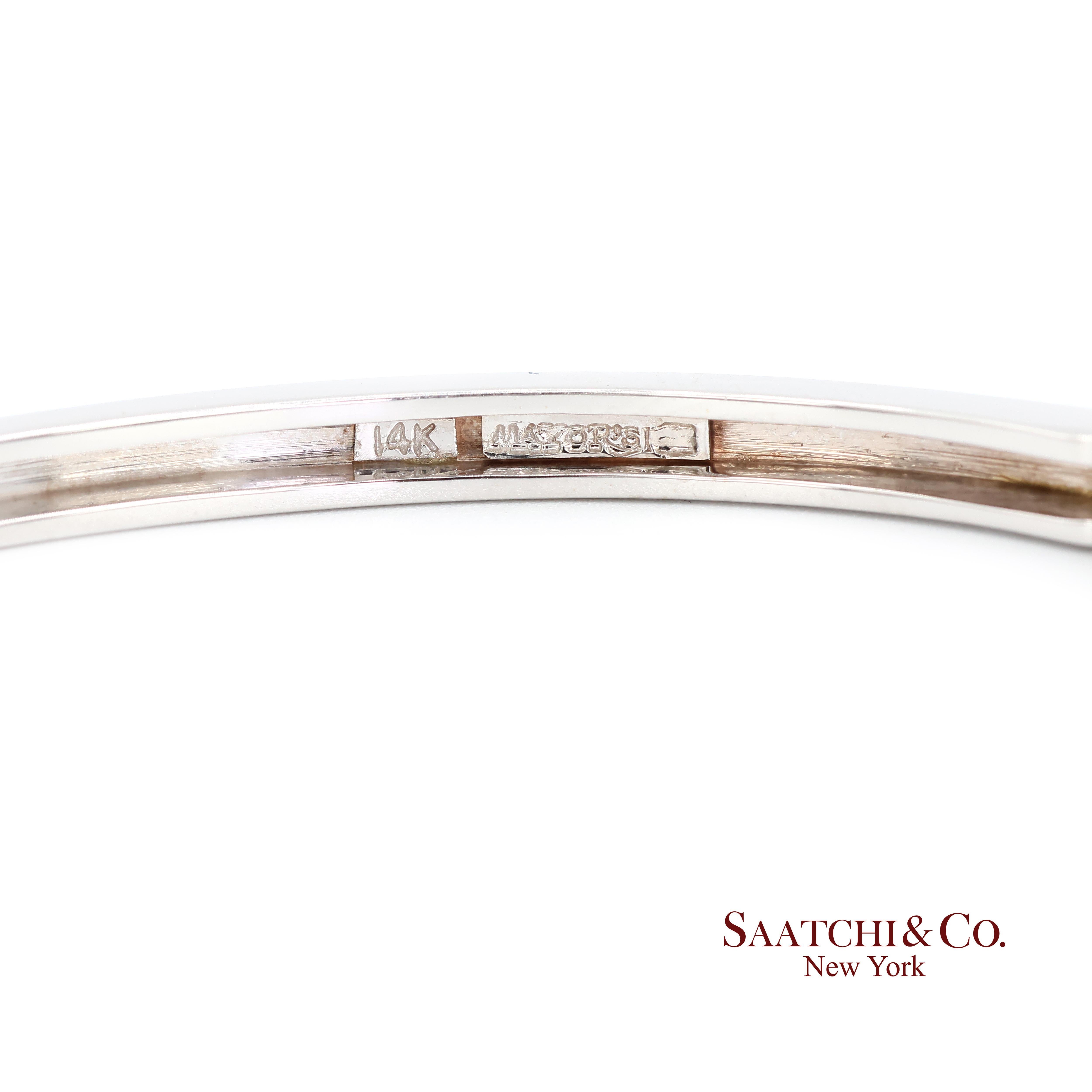 Bracelet en or blanc 14k saphir naturel diamant naturel Bangle en vente 2