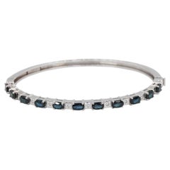 Bracelet en or blanc 14k saphir naturel diamant naturel Bangle