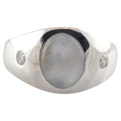 14K White Gold Natural Star Sapphire Diamond Ring Size 9.5 #18054
