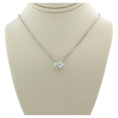 14k White Gold Necklace with 1.01ct Brilliant Cut Diamond Pendant