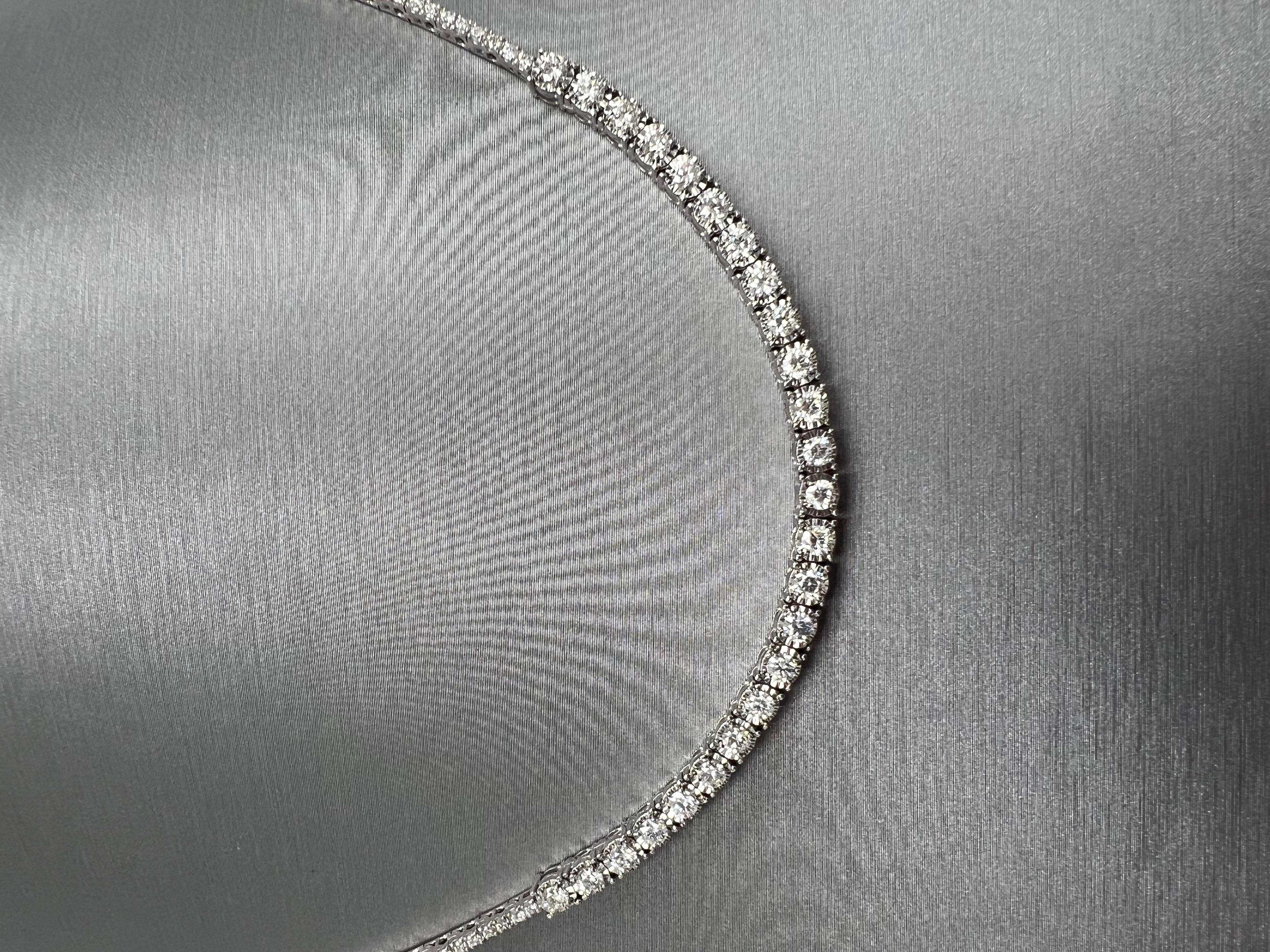 Round Cut 14K White Gold Necklace with Natural Full Brilliant Cut Diamonds, 3.00 CTW  For Sale