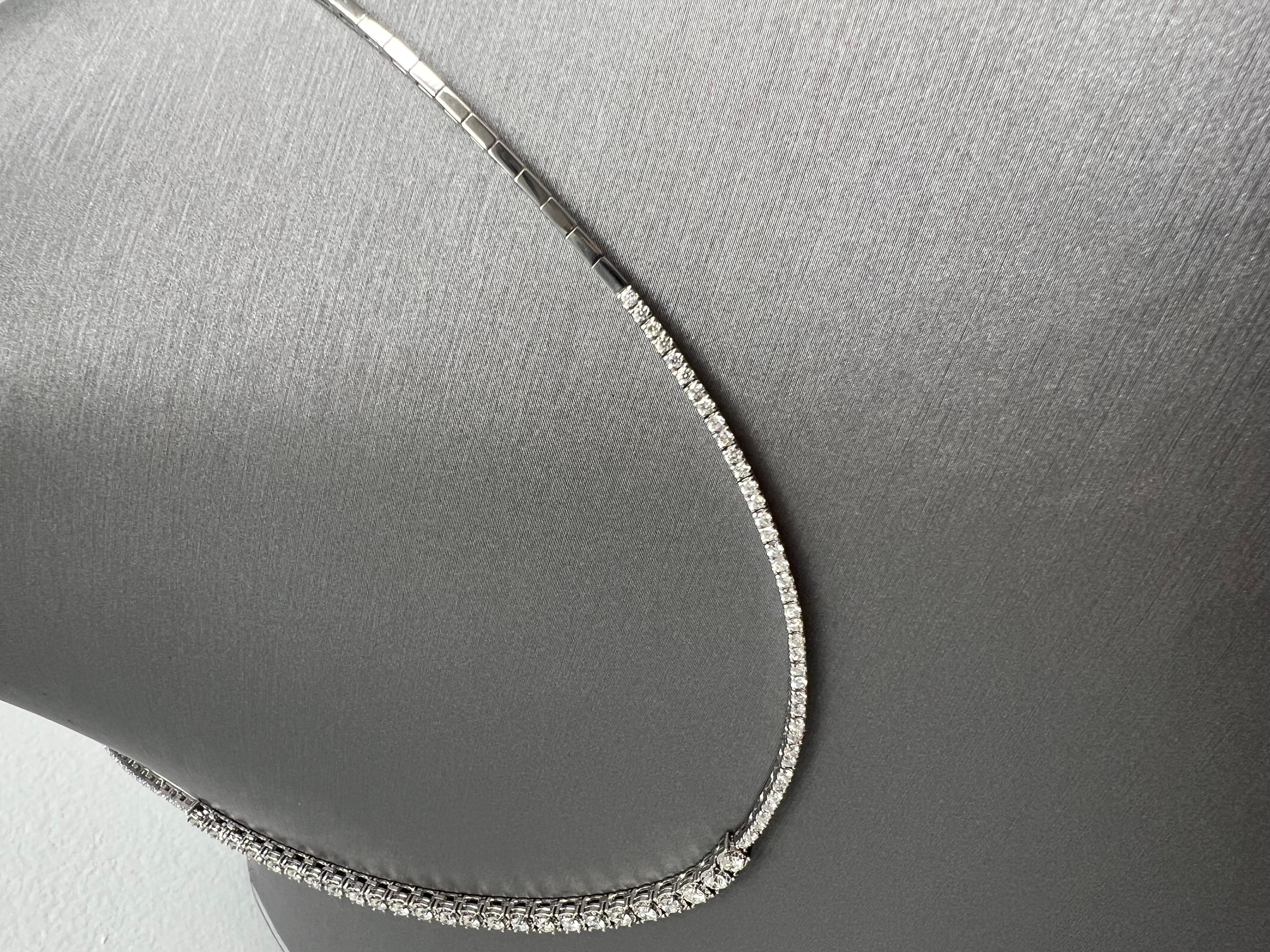 14K White Gold Necklace with Natural Full Brilliant Cut Diamonds, 3.00 CTW  For Sale 1