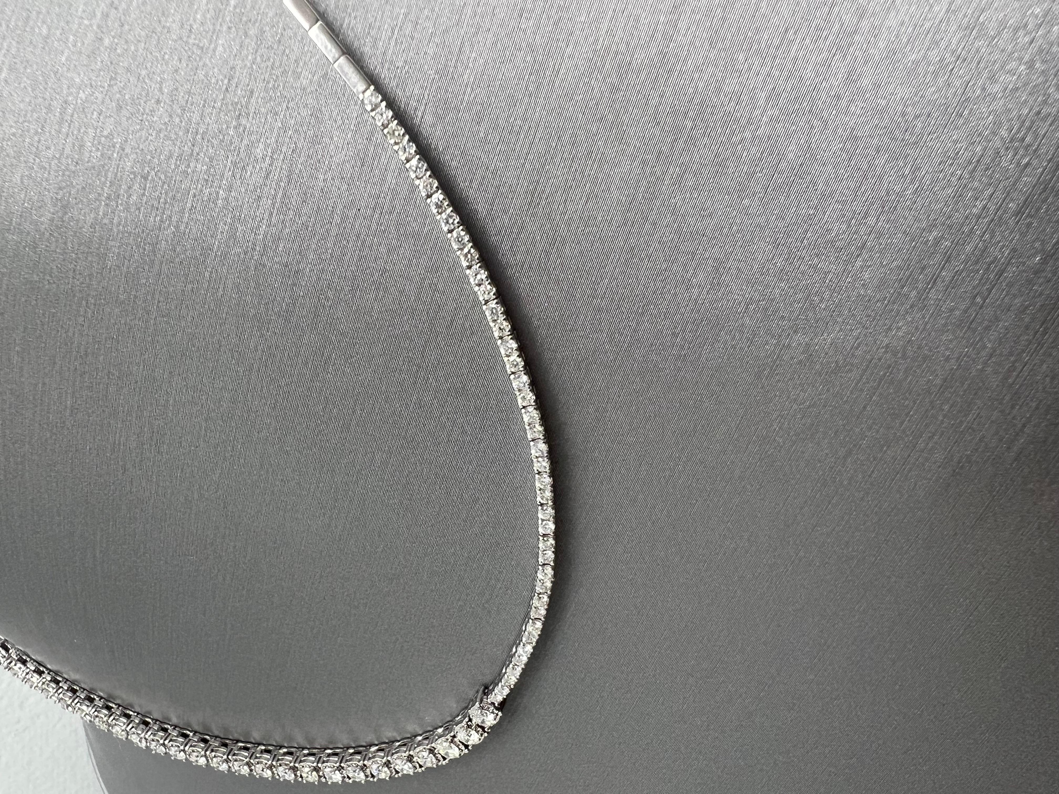 14K White Gold Necklace with Natural Full Brilliant Cut Diamonds, 3.00 CTW  For Sale 2