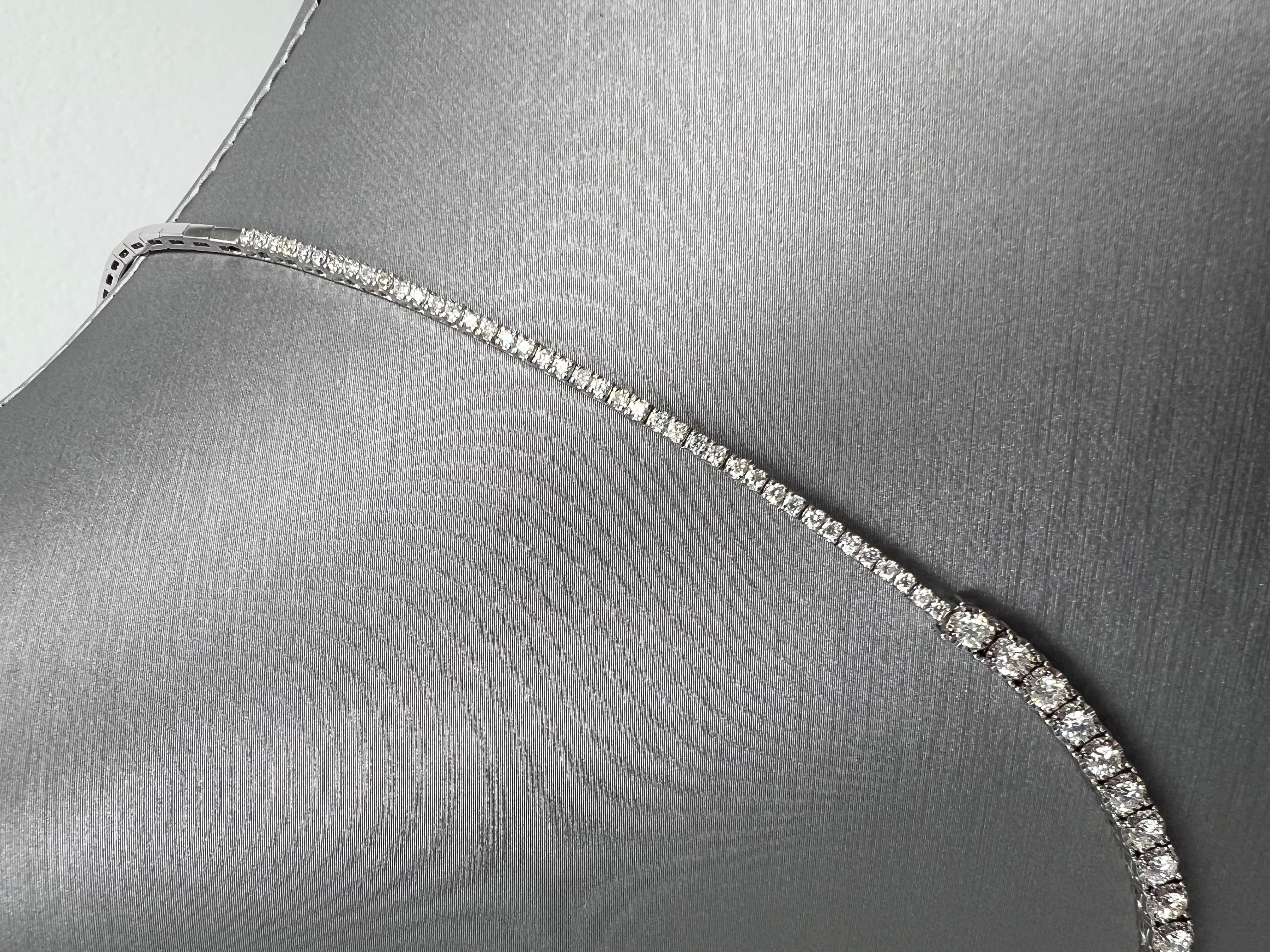 14K White Gold Necklace with Natural Full Brilliant Cut Diamonds, 3.00 CTW  For Sale 3