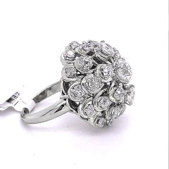 GIA Certified 5 Carat Diamond Dome Cluster Gold Cocktail Ring