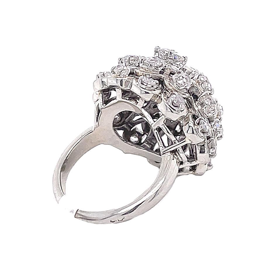 Art Deco GIA Certified 5 Carat Diamond Dome Cluster Gold Cocktail Ring For Sale
