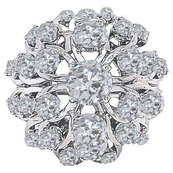 GIA Certified 5 Carat Diamond Dome Cluster Gold Cocktail Ring