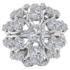 GIA Certified 5 Carat Diamond Dome Cluster Gold Cocktail Ring