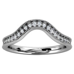 14k White Gold Olive Milgrain Curve Diamond Ring '1/6 Ct. Tw'