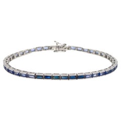14K White Gold Ombre Blue Sapphire Bracelet