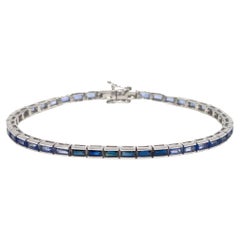 Bracelet en or blanc 14 carats avec saphirs bleus dégradés