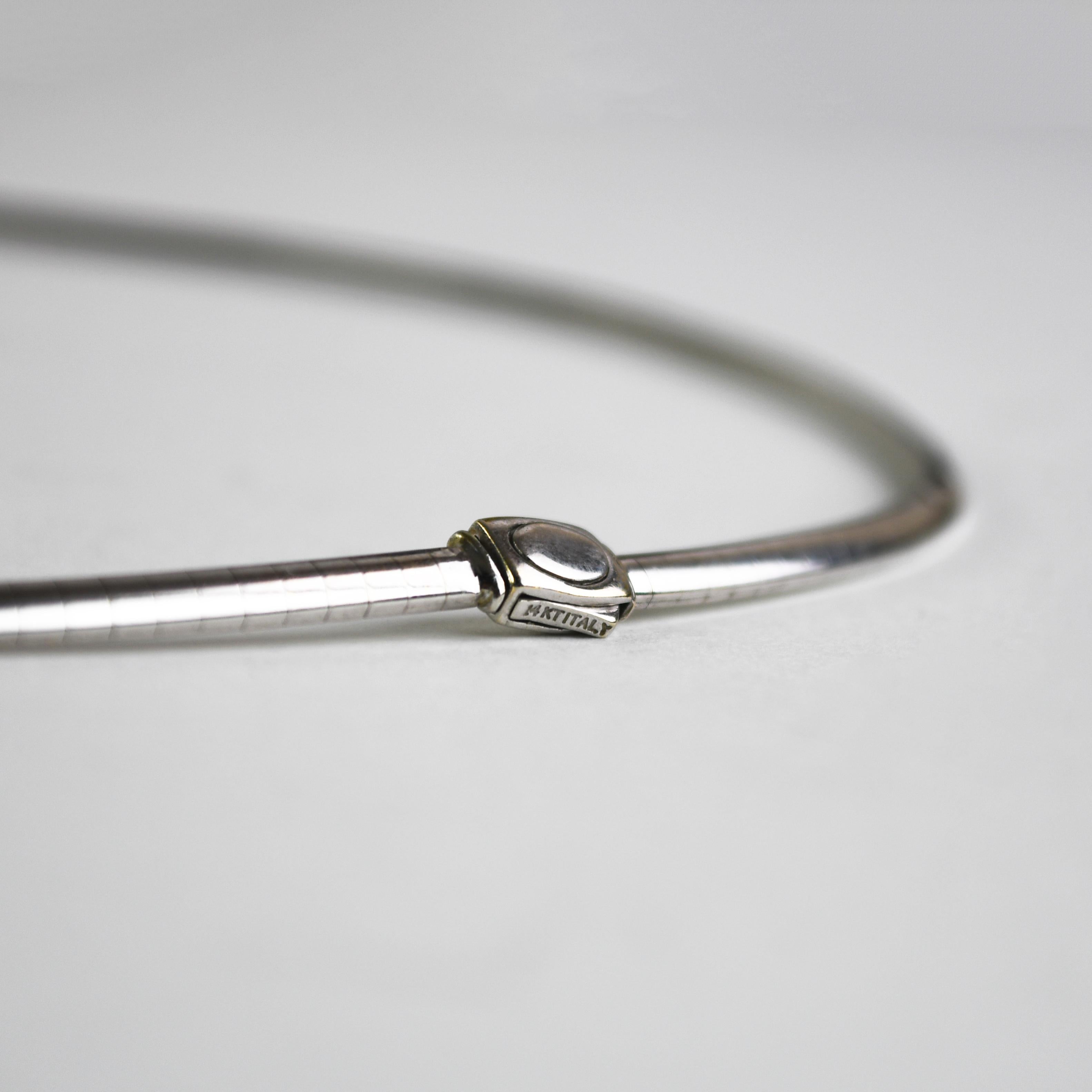 14K White Gold Omega Link Necklace 20.3g In Excellent Condition For Sale In Laguna Beach, CA
