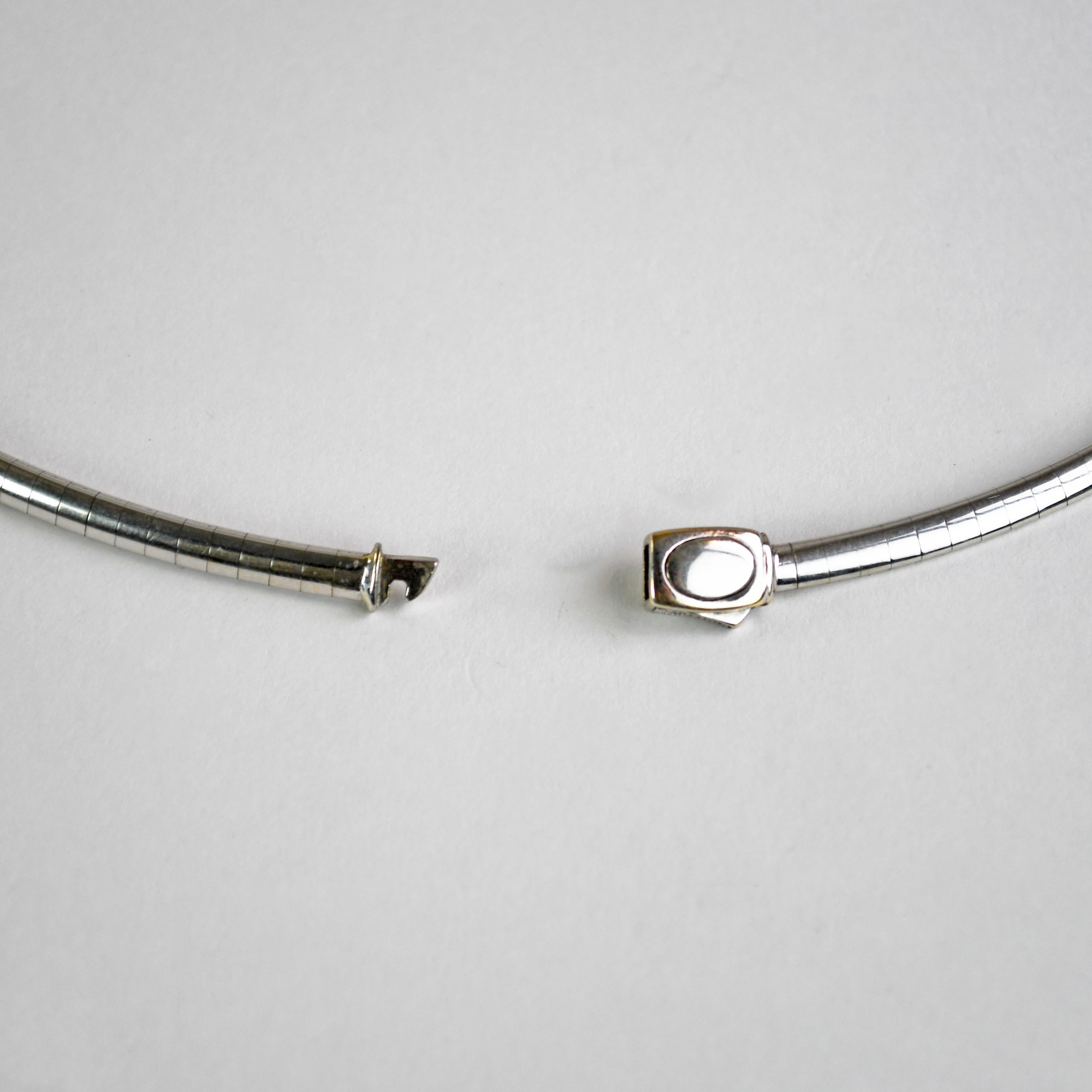 Women's or Men's 14K White Gold Omega Link Necklace 20.3g For Sale