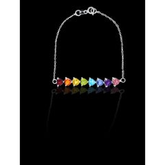 14K White Gold Rainbow Heart Gemstone Chain Bracelet by Mordekai