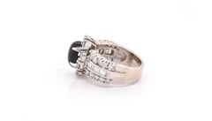 14 Karat White Gold Onyx and Diamond Halo Ring