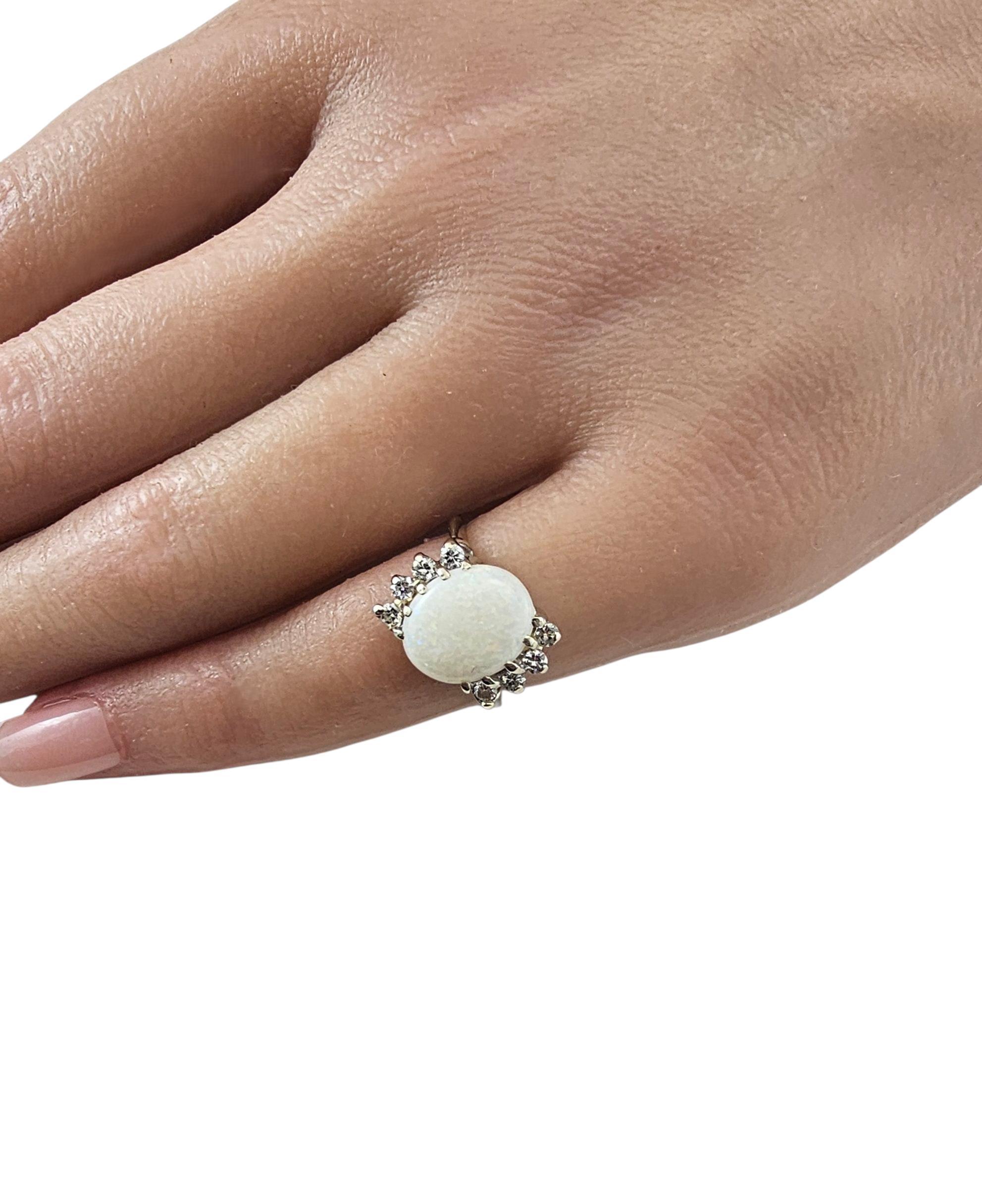 14K Weißgold Opal und Diamant Ring Größe 4,5 #23845 Damen im Angebot