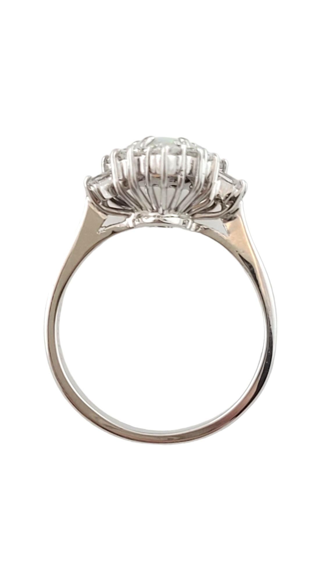 Pear Cut 14K White Gold Opal Diamond Ring Size 7.25 #16172