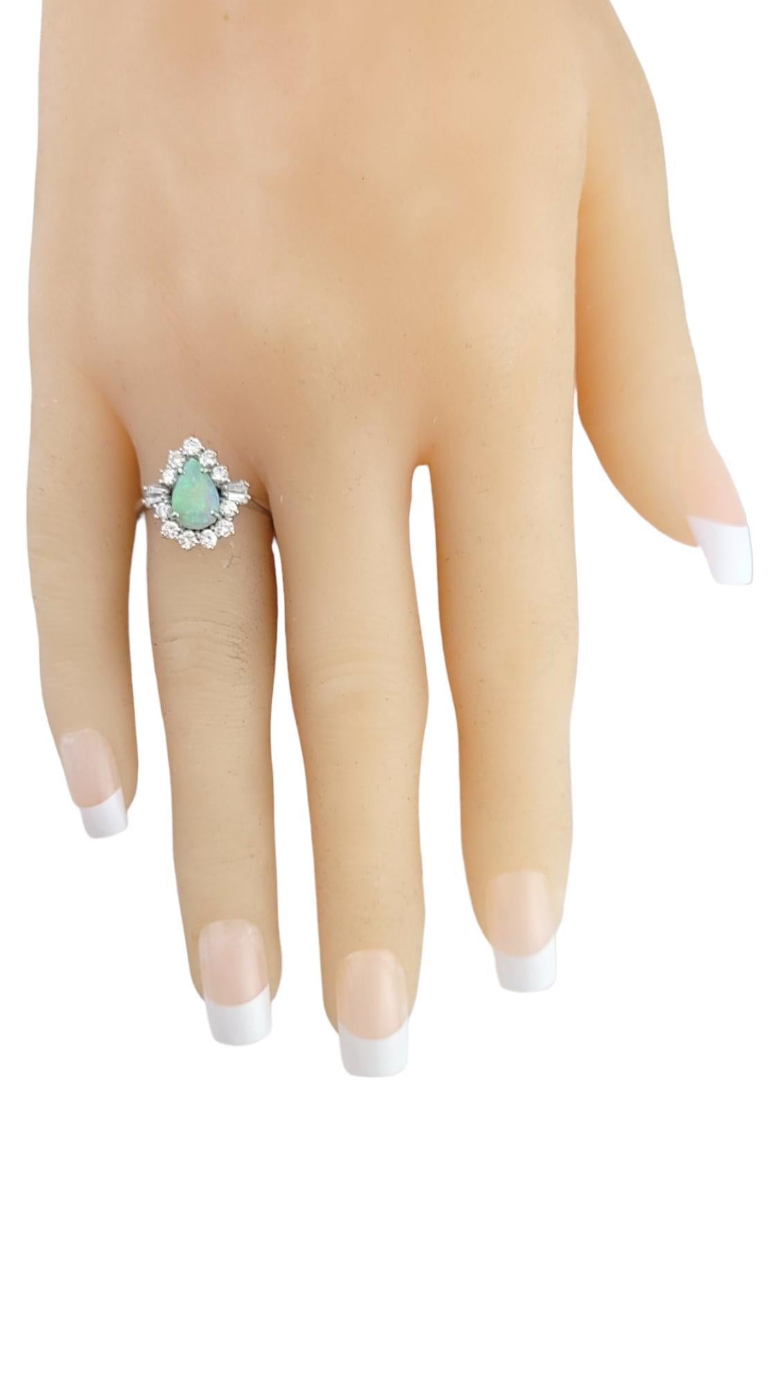 14K White Gold Opal Diamond Ring Size 7.25 #16172 2