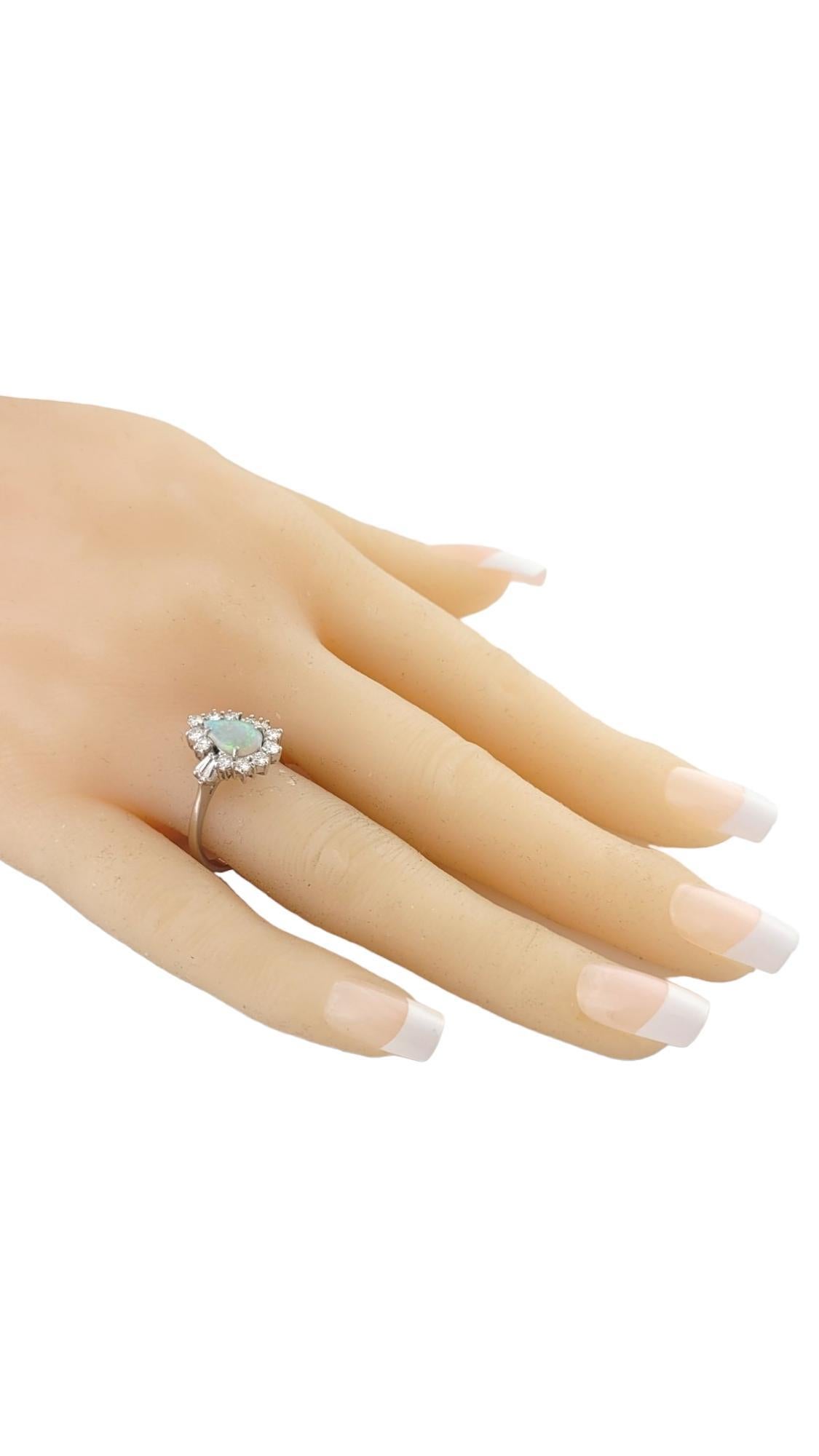 14K White Gold Opal Diamond Ring Size 7.25 #16172 3