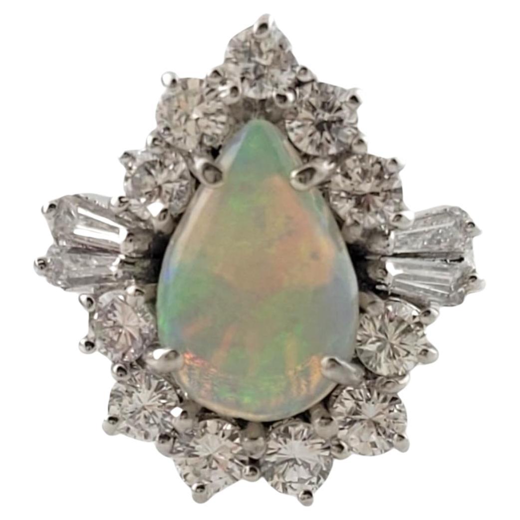 14K White Gold Opal Diamond Ring Size 7.25 #16172