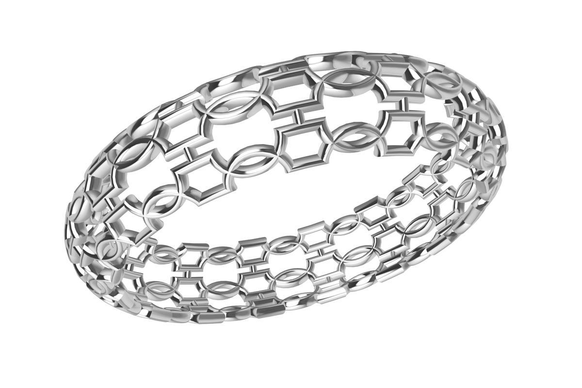 Bracelet jonc à cercles ouverts en or blanc 14 carats Pour femmes en vente