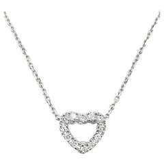 14K White Gold Open Heart Pendant Necklace with 0.05 Carat Diamonds