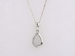 14K White Gold Open Pear-Shaped Teardrop Diamond Accent Pendant Necklace