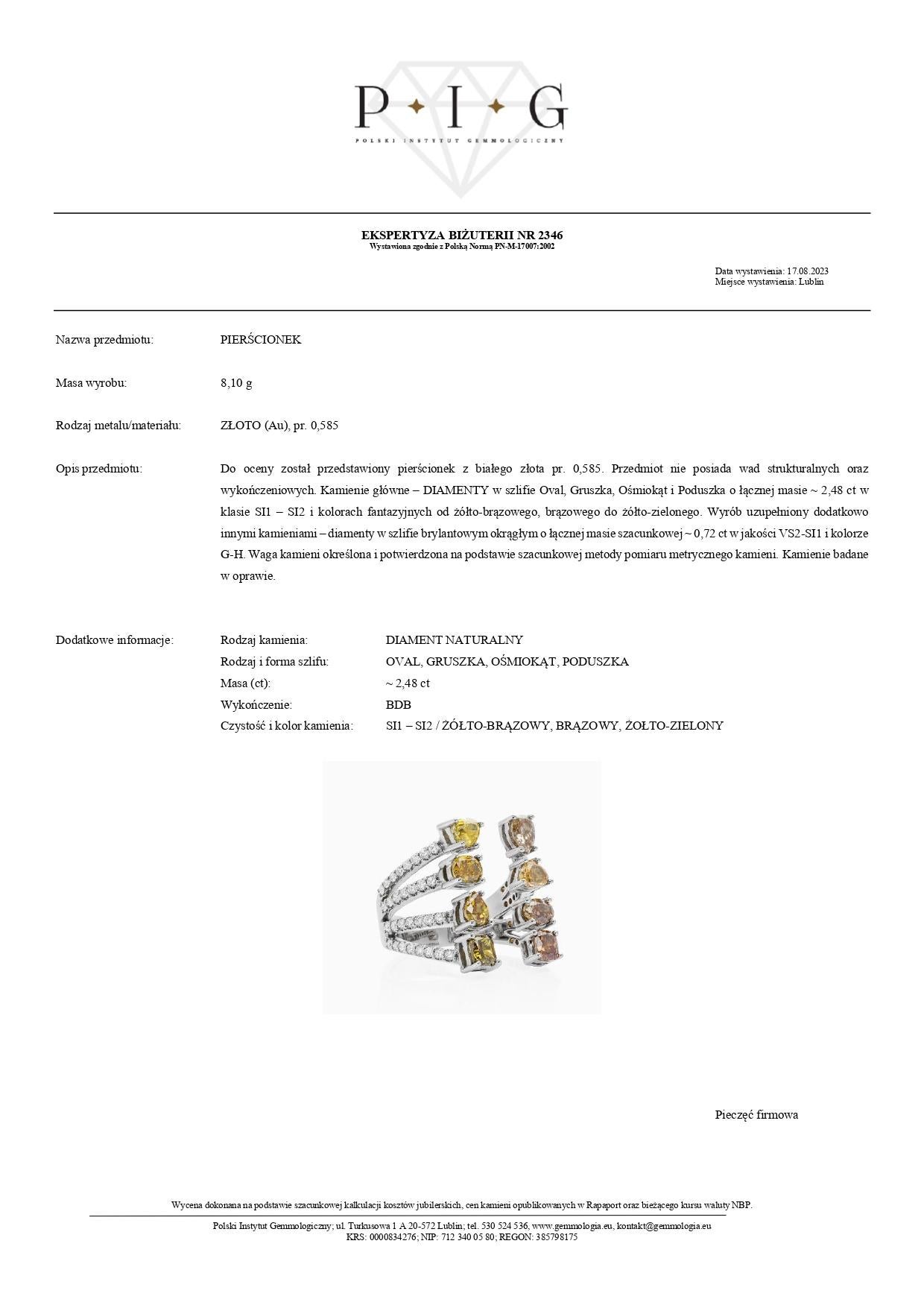 14K Weißgold Offener Ring mit 3,20 Karat Diamanten im Zustand „Neu“ im Angebot in Warszawa, PL