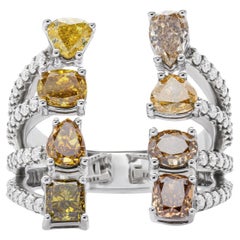 Anello aperto in oro bianco 14K con diamanti da 3,20 carati