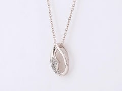 14K White Gold Open Teardrop Diamond Pendant Necklace
