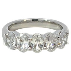 14k White Gold Oval Cut Diamond Anniversary Band