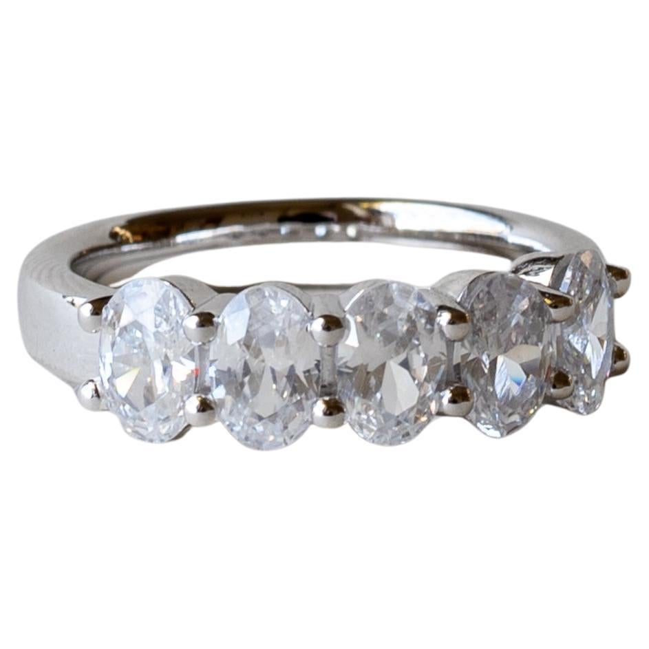 14k White Gold Oval Cut Diamond Anniversary Band For Sale