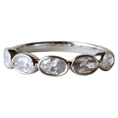 14k White Gold Oval Cut Diamond Anniversary Band