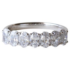 14k White Gold Oval Cut Diamond Anniversary Band