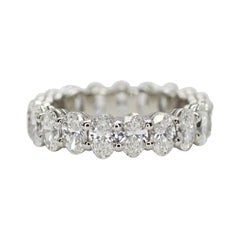 14k White Gold Oval Cut Diamond Eternity Ring with Total Weight 4.66cts 14k White Gold Oval Cut Diamond Eternity Ring with Total Weight 4.66cts