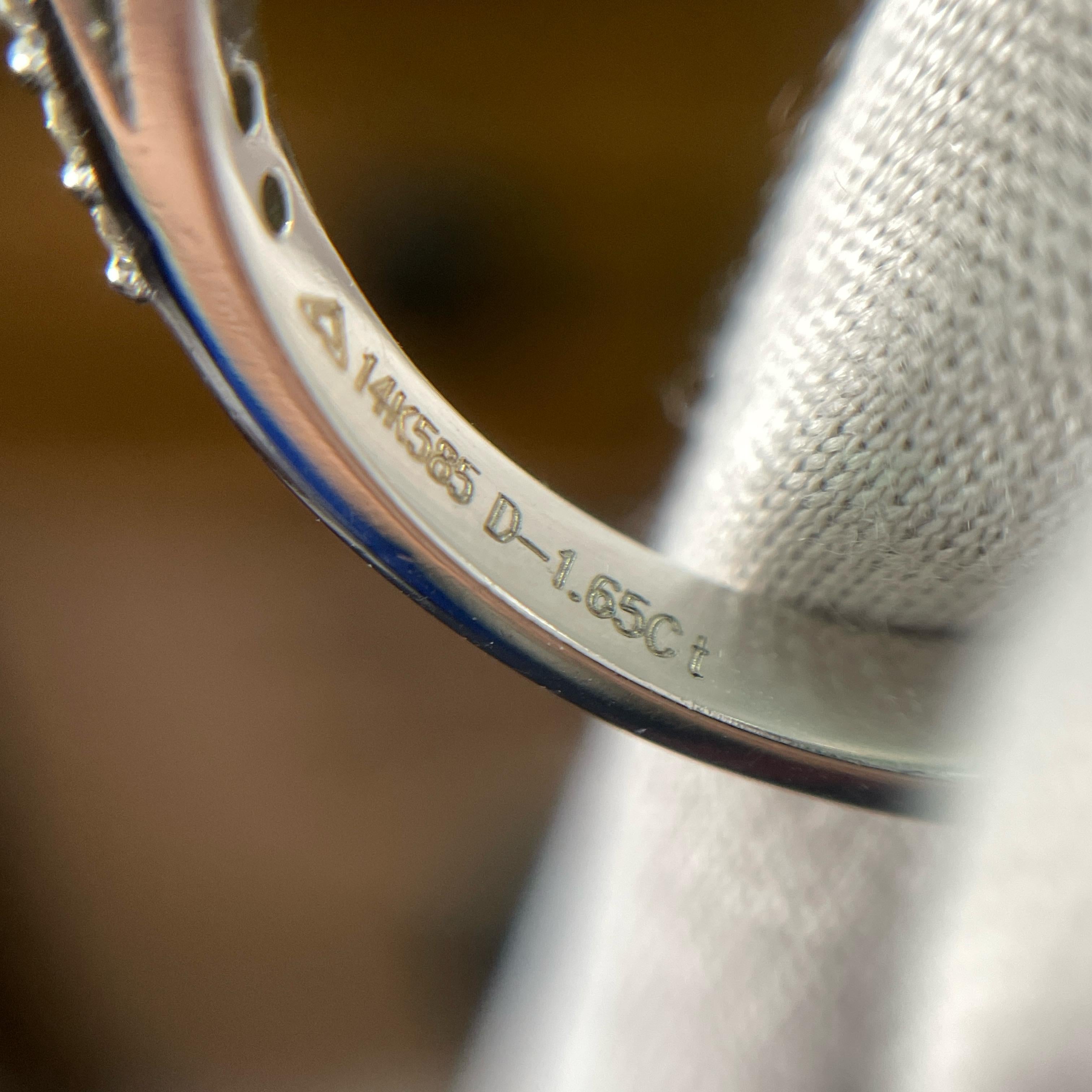 Anello con diamante e smeraldo taglio ovale in oro bianco 14k in vendita 4
