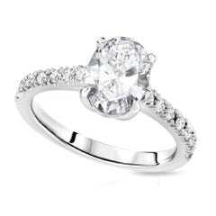 14k White Gold Oval Cut Engagement Ring 0.85 ctw.  (0.50 ct. Center Diamond)