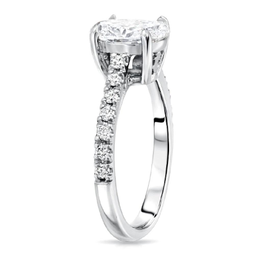 For Sale:  14k White Gold Oval Cut Engagement Ring 0.85 Ct. '0.50 Ct. Center Diamond' 4