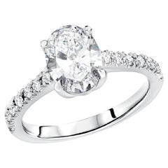14k White Gold Oval Cut Engagement Ring 0.85 ctw.  (0.50 ct. Center Diamond)