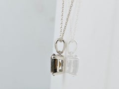 14K White Gold Oval Cut Smoky Quartz Pendant Necklace