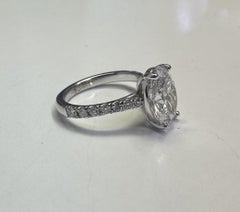 14K White Gold Oval Diamond Engagement Ring 3.00cts