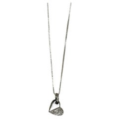 Retro 14K White Gold Oval & Heart Diamond Pendant, .25tdw, 6g