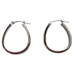14K White Gold Oval Hoop Earrings #17723