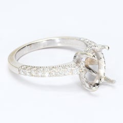 14k White Gold Oval Prong Engagement Ring with SI1 F Diamonds