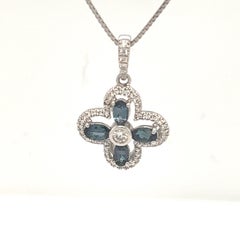 14K White Gold Oval Shape Alexandrite Halo Pendant