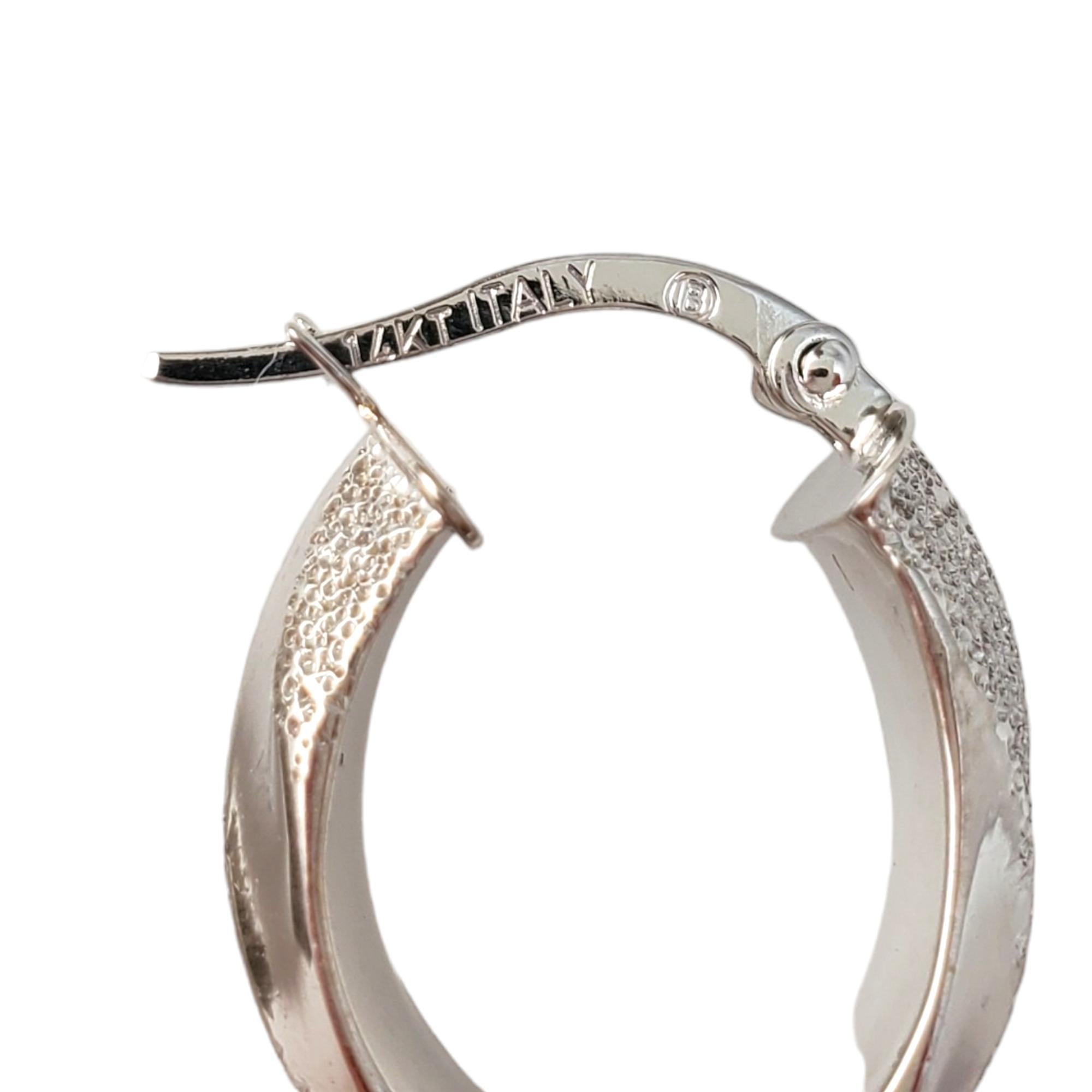 14K White Gold Oval Textured Hoop Earrings #16562 For Sale 1