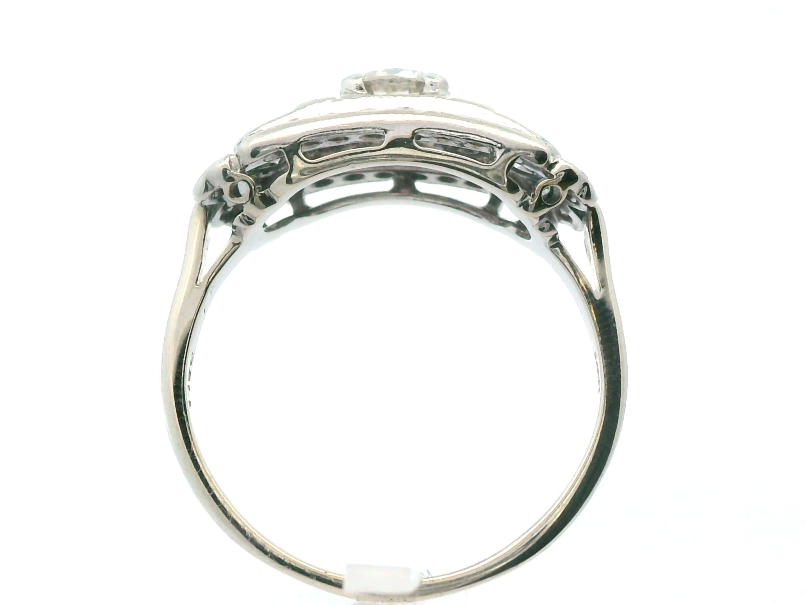 Anello con diamante vintage in oro bianco 14k e palladio in vendita 6