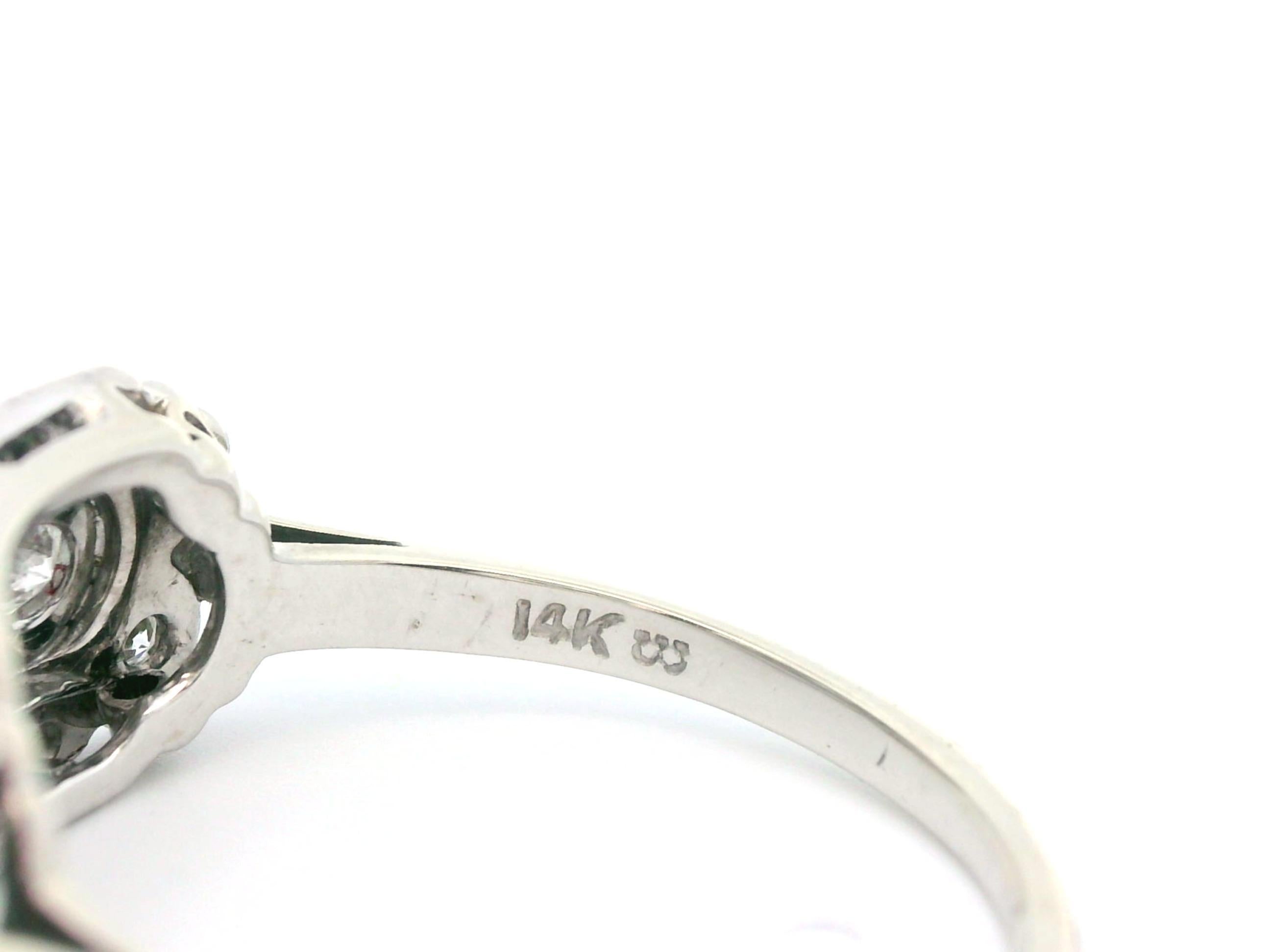 Anello con diamante vintage in oro bianco 14k e palladio in vendita 7