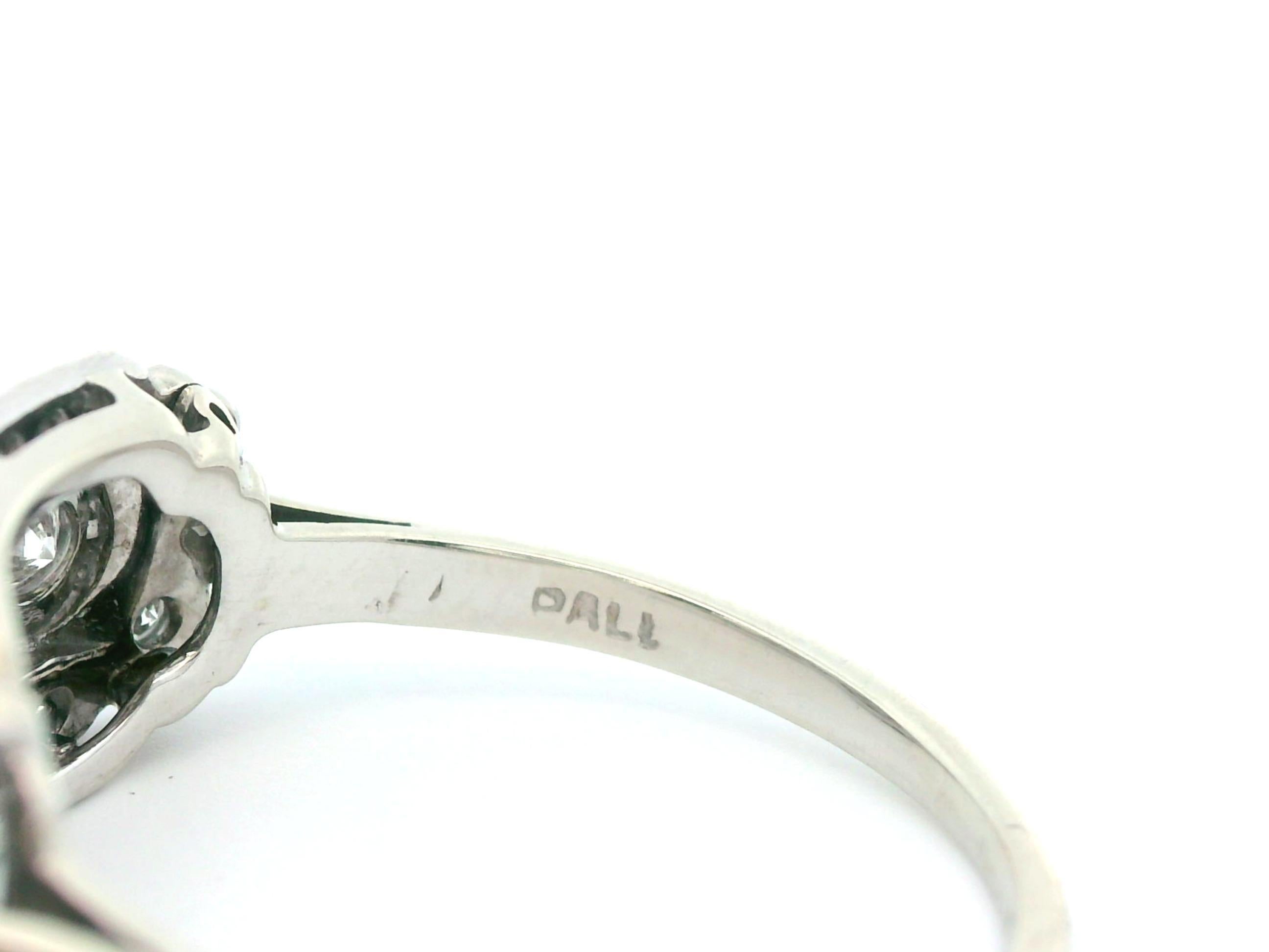 Anello con diamante vintage in oro bianco 14k e palladio in vendita 8