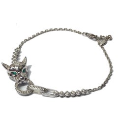 14k White Gold Panther Bracelet